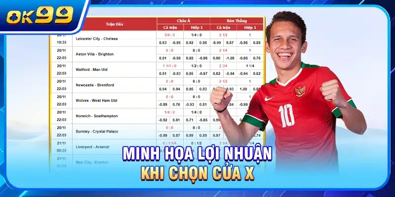 Minh họa lợi nhuận khi chọn cửa X